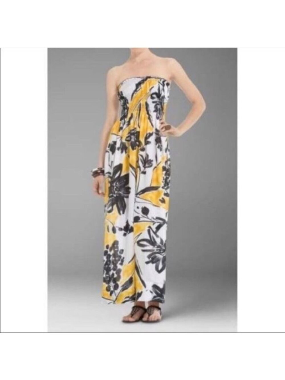 BCBG MaxAzria Silk Strapless Floral Dress